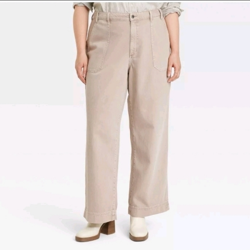 Universal Thread Women's High Waisted Wide Leg Cropped High-Rise Jeans
